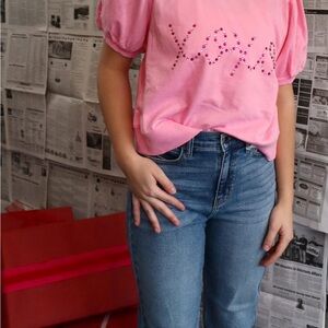 Peach Love California Pink Puff Sleeve Top